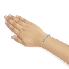 10K White Gold 6.00 Cttw Classic Natural Diamond Tennis Bracelet