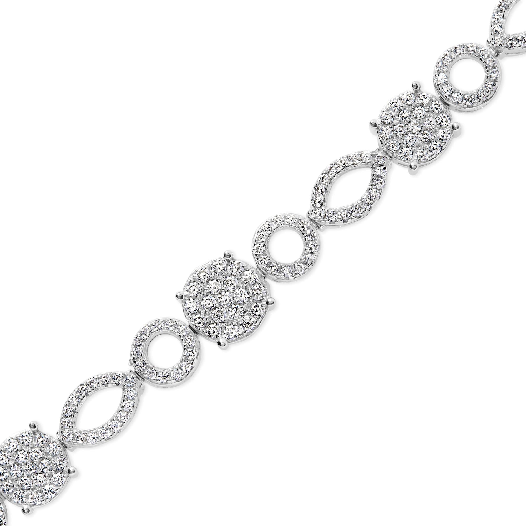 10K White Gold 3.00 Cttw Diamond Link Bracelet