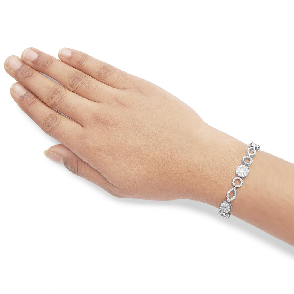 10K White Gold 3.00 Cttw Diamond Link Bracelet