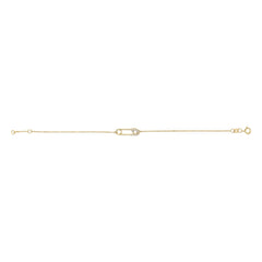 10K Yellow Gold 1/10 Cttw Diamond Paperclip Charm Adjustable Link Bracelet  (I-J Color, I1-I2 Clarity) - 7.25 Inch