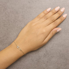 10K Yellow Gold 1/10 Cttw Diamond Paperclip Charm Adjustable Link Bracelet  (I-J Color, I1-I2 Clarity) - 7.25 Inch