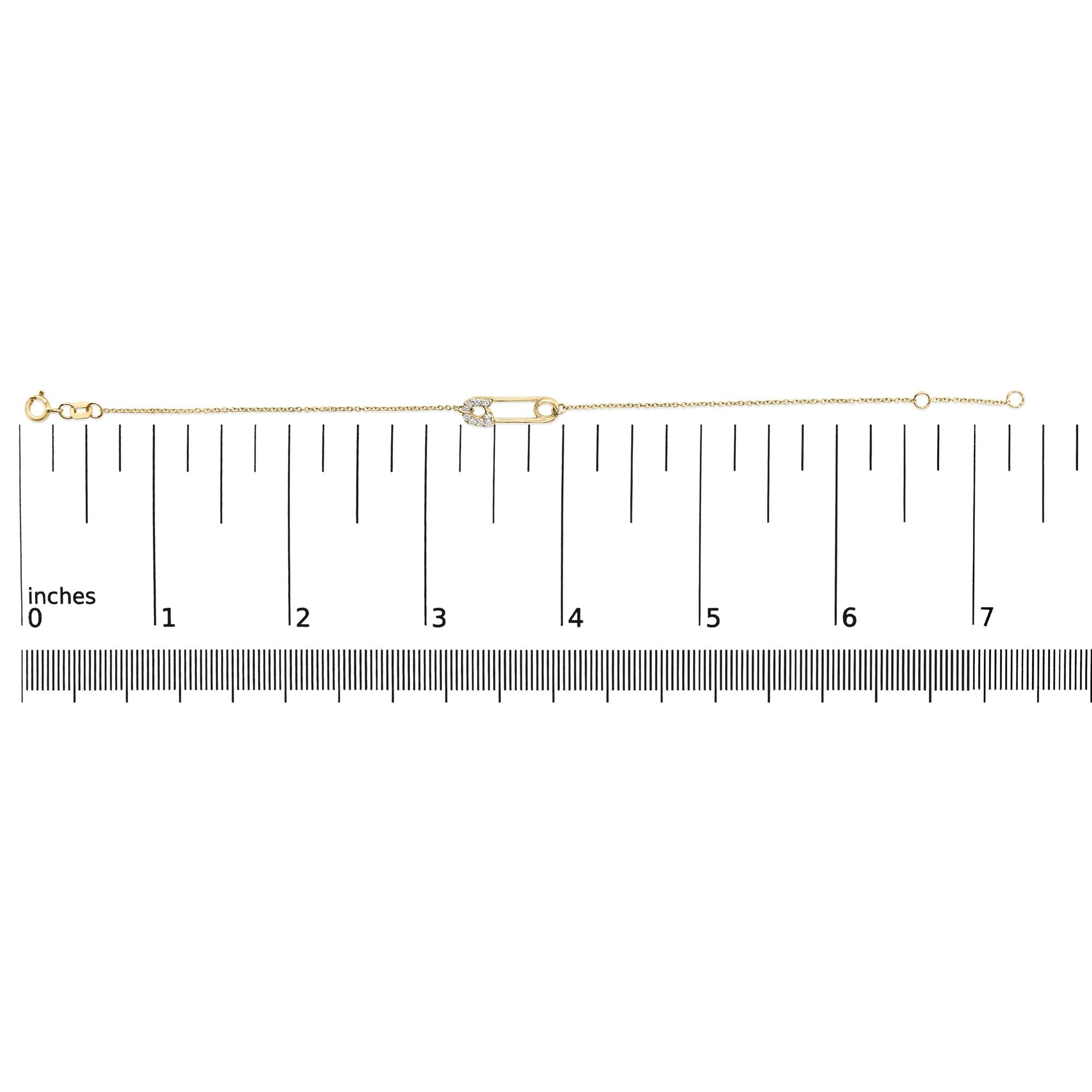 10K Yellow Gold 1/10 Cttw Diamond Paperclip Charm Adjustable Link Bracelet  (I-J Color, I1-I2 Clarity) - 7.25 Inch