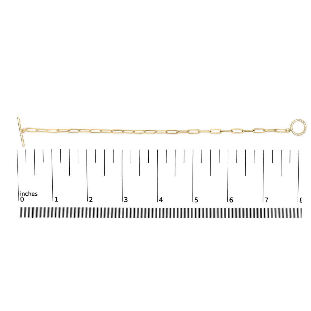 14KT Yellow Gold 1/4ct Cttw Diamond Bar and Hoop Toggle Paperclip Chain Bracelet (I-J Color, I1-I2 Clarity) - 7.25"