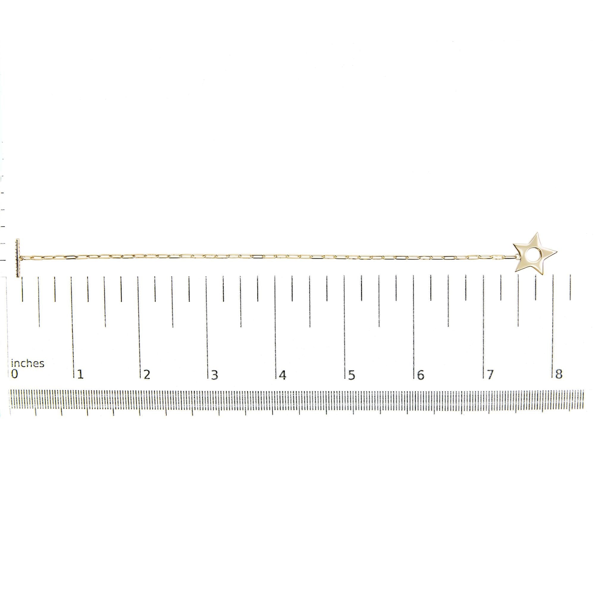 18K Yellow Gold Plated Sterling Silver Diamond Accent Star Charm Paperclip Chain Bracelet