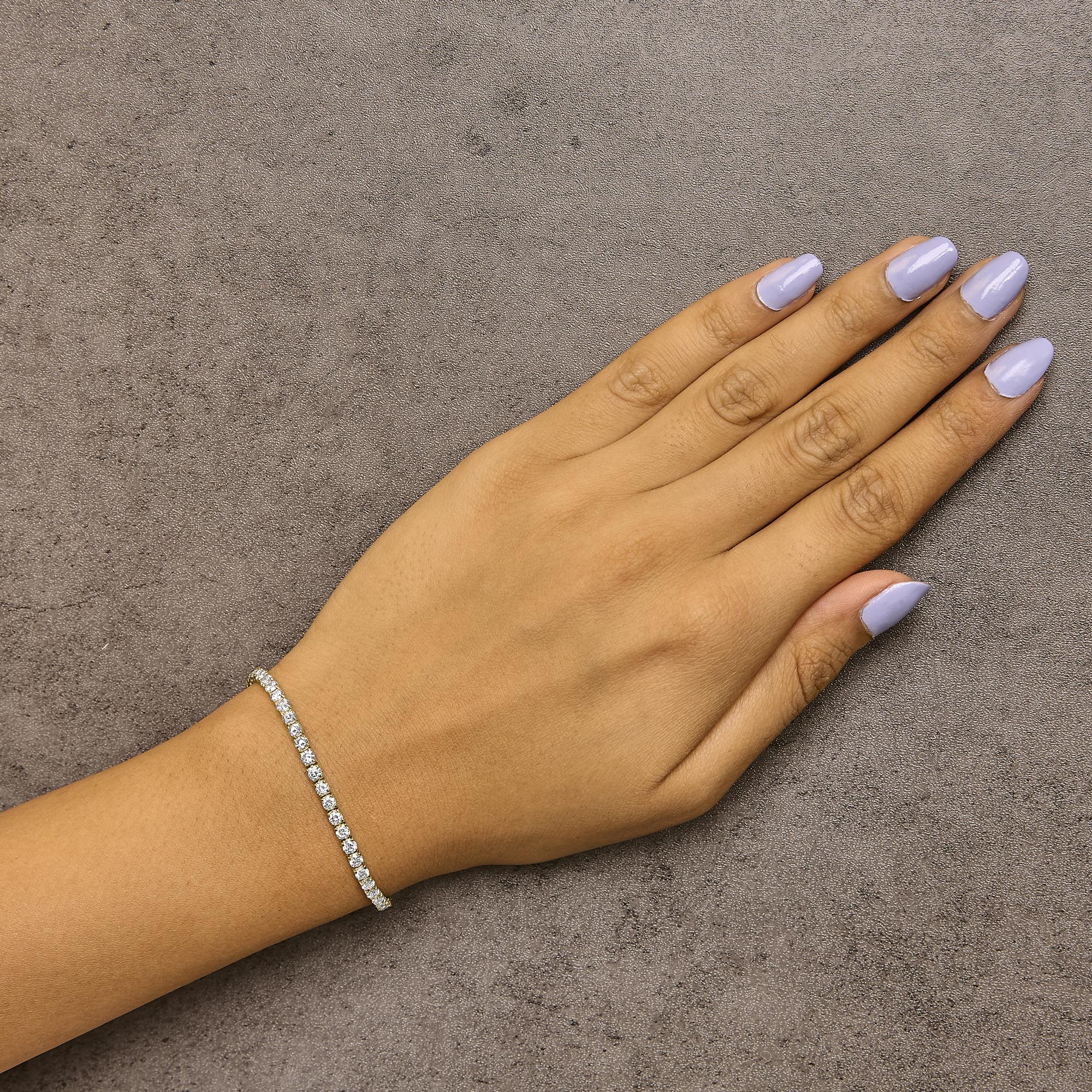 14K Gold 5.0 Cttw Lab Grown Diamond Tennis Bracelet (F-G Color, VS1-VS2 Clarity) - 7.25" Inches