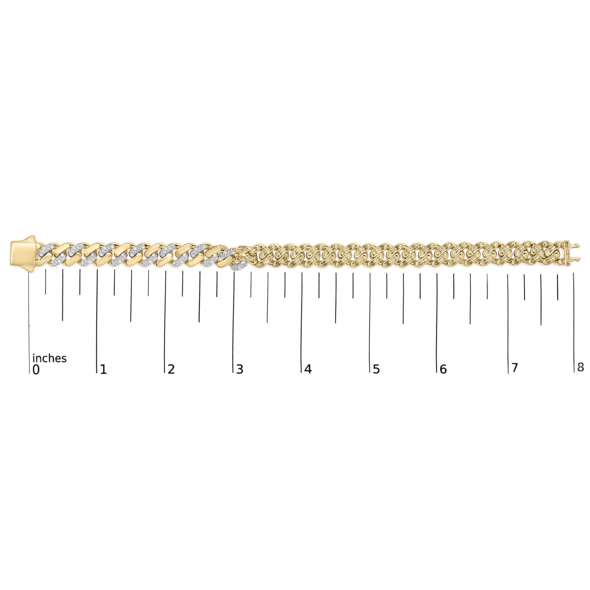 .925 Sterling Silver 1/2 Cttw Diamond Cuban Curb Chain Bracelet (I-J Color, I3 Clarity)-  8.5" Inches
