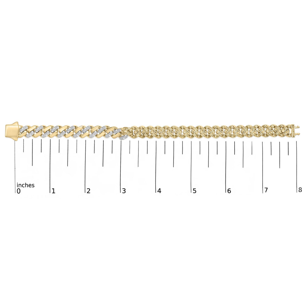 .925 Sterling Silver 1/2 Cttw Diamond Cuban Curb Chain Bracelet (I-J Color, I3 Clarity)-  8.5" Inches