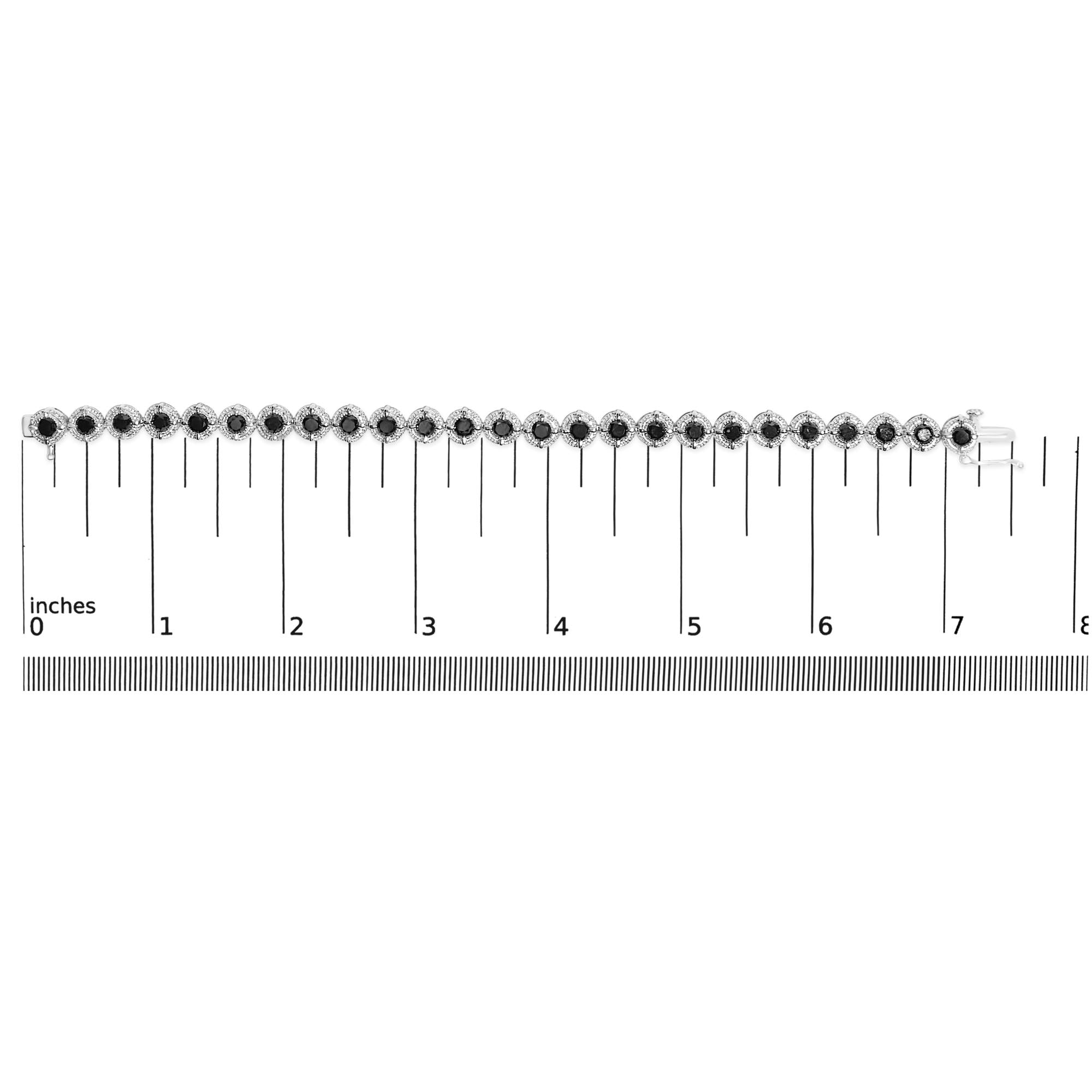 .925 Sterling Silver 5.0 Cttw Black Diamond Milgrain Link Tennis Bracelet  - 7" Inches