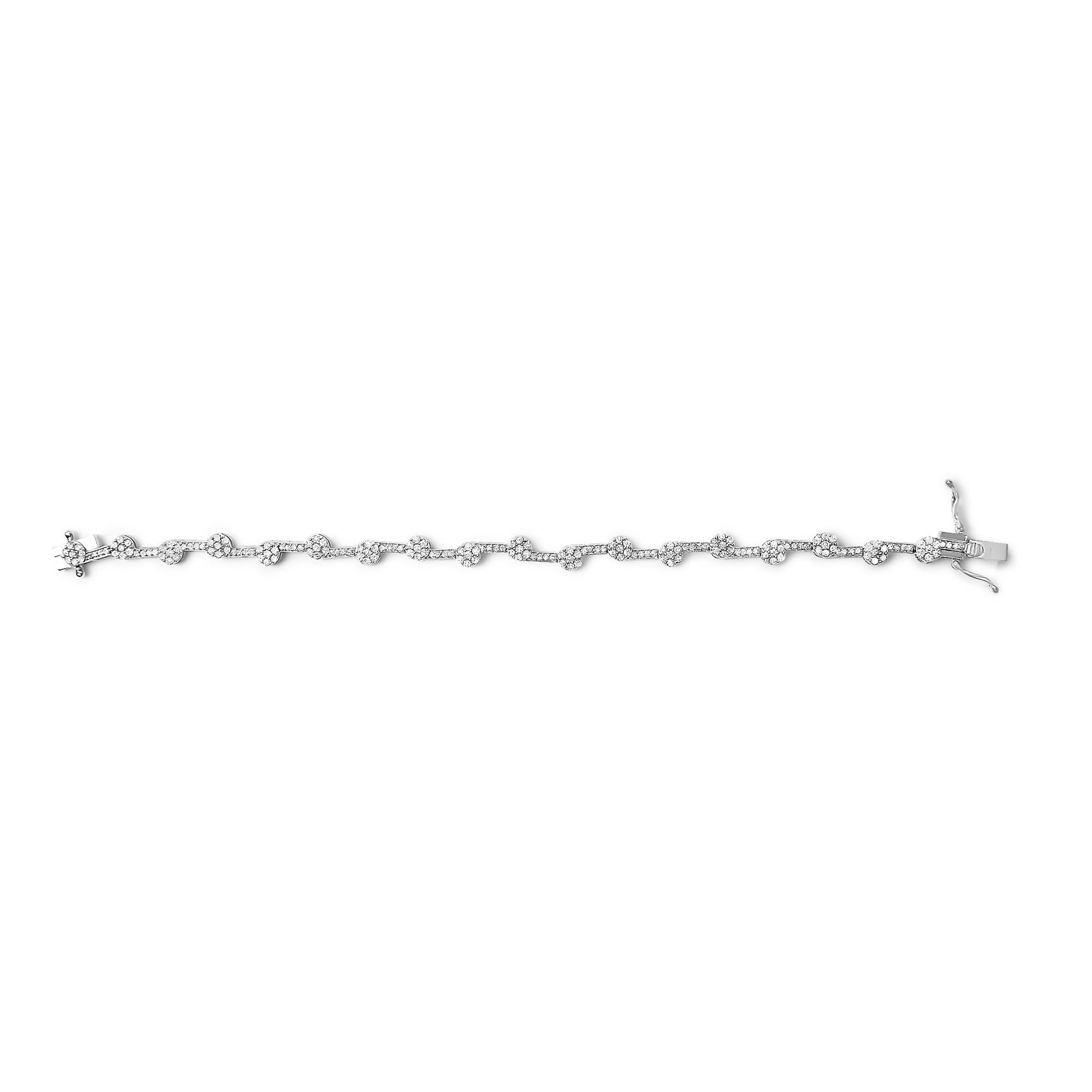 .925 Sterling Silver 2.0 Cttw Diamond Custer Link Bracelet