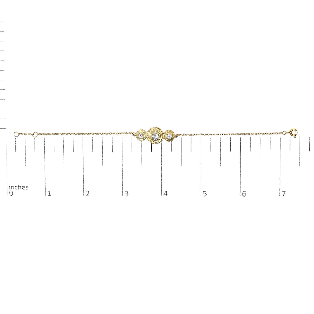 14K Yellow Gold Plated Sterling Silver 1/2 Cttw Lab Grown Diamond Rose Motif Link Bracelet
