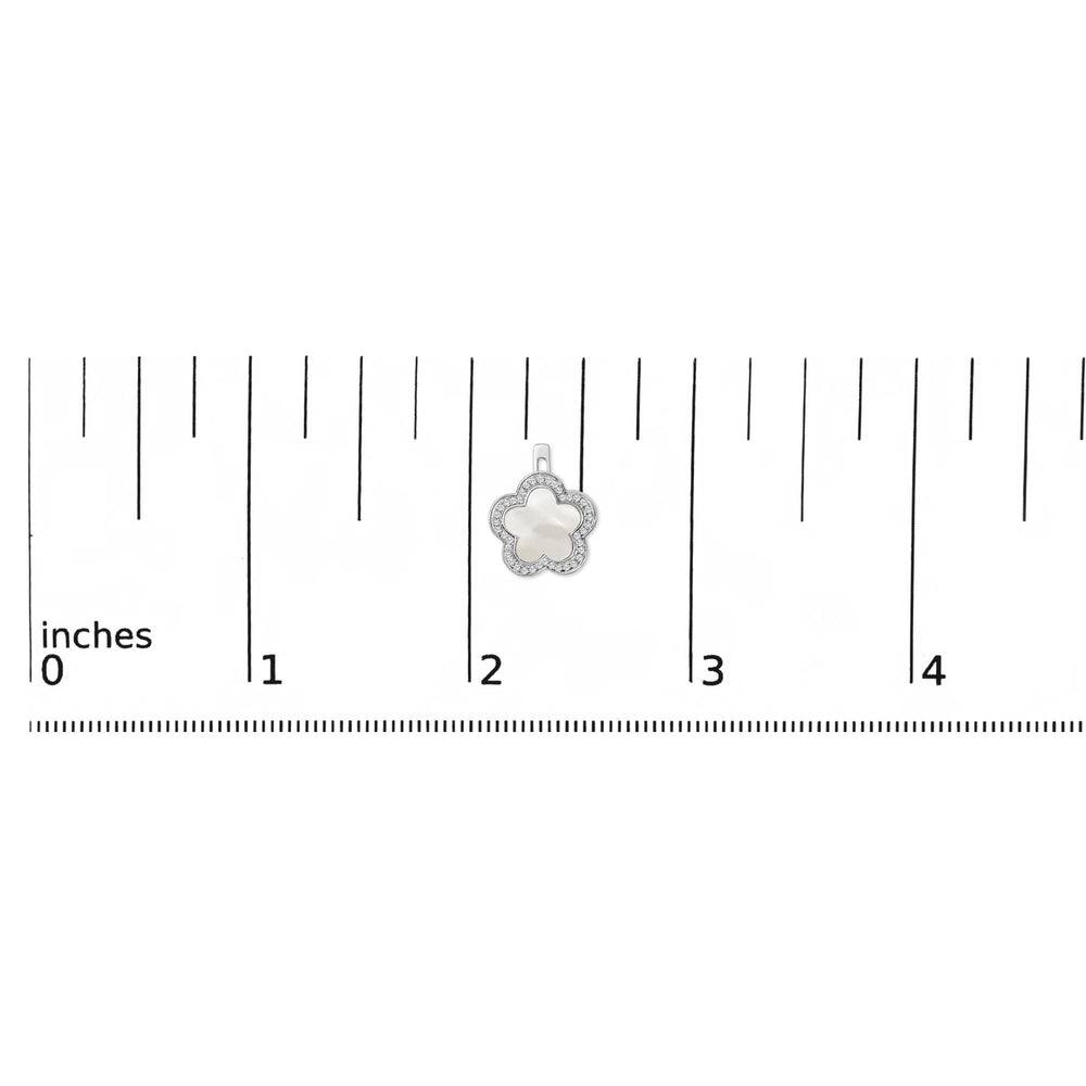 14K White Gold Mother of Pearl and 1/5 Cttw Diamond Halo Star Stud Earrings