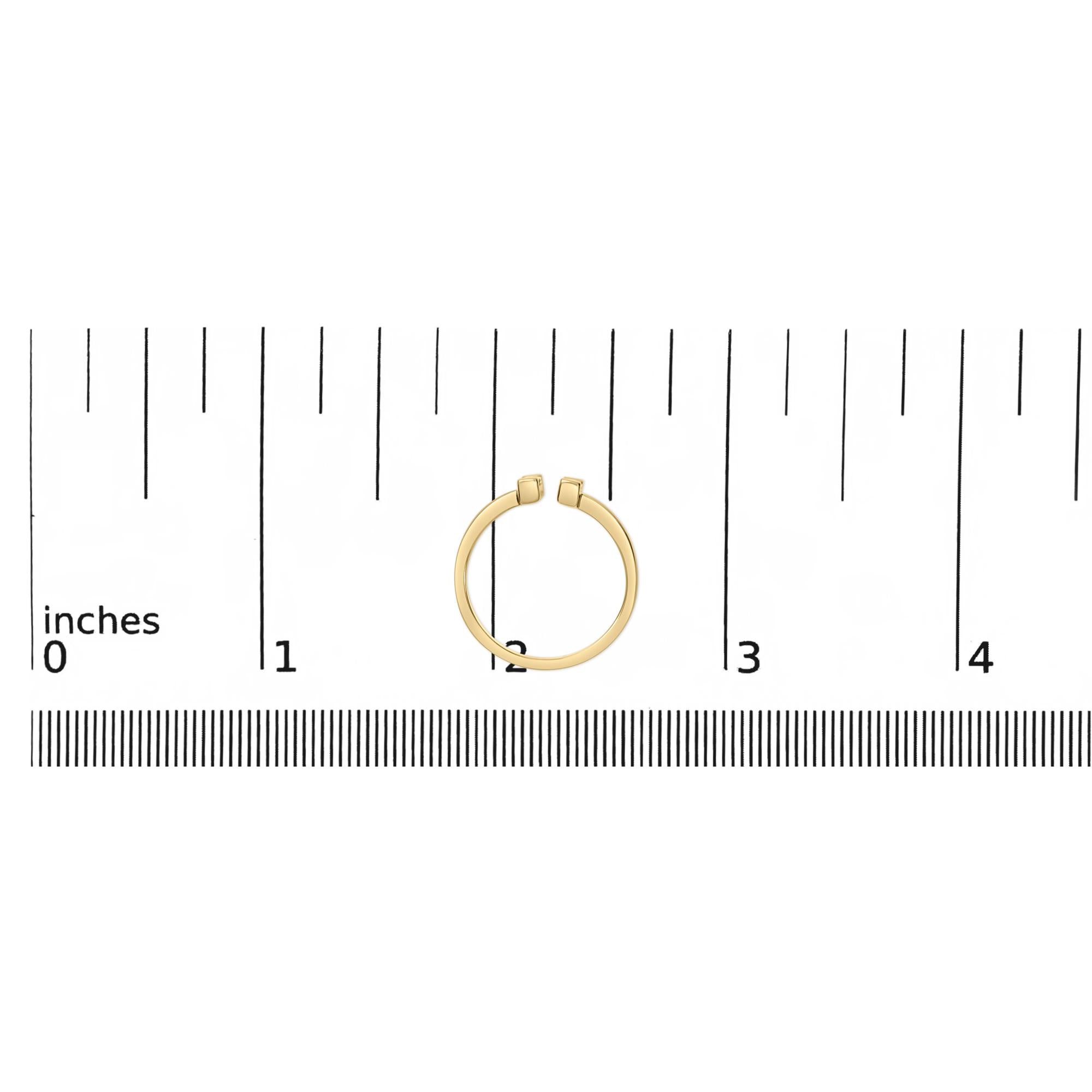 14K Yellow Gold Plated Sterling Silver 1/5 Cttw Baguette Diamond Open Band Ring