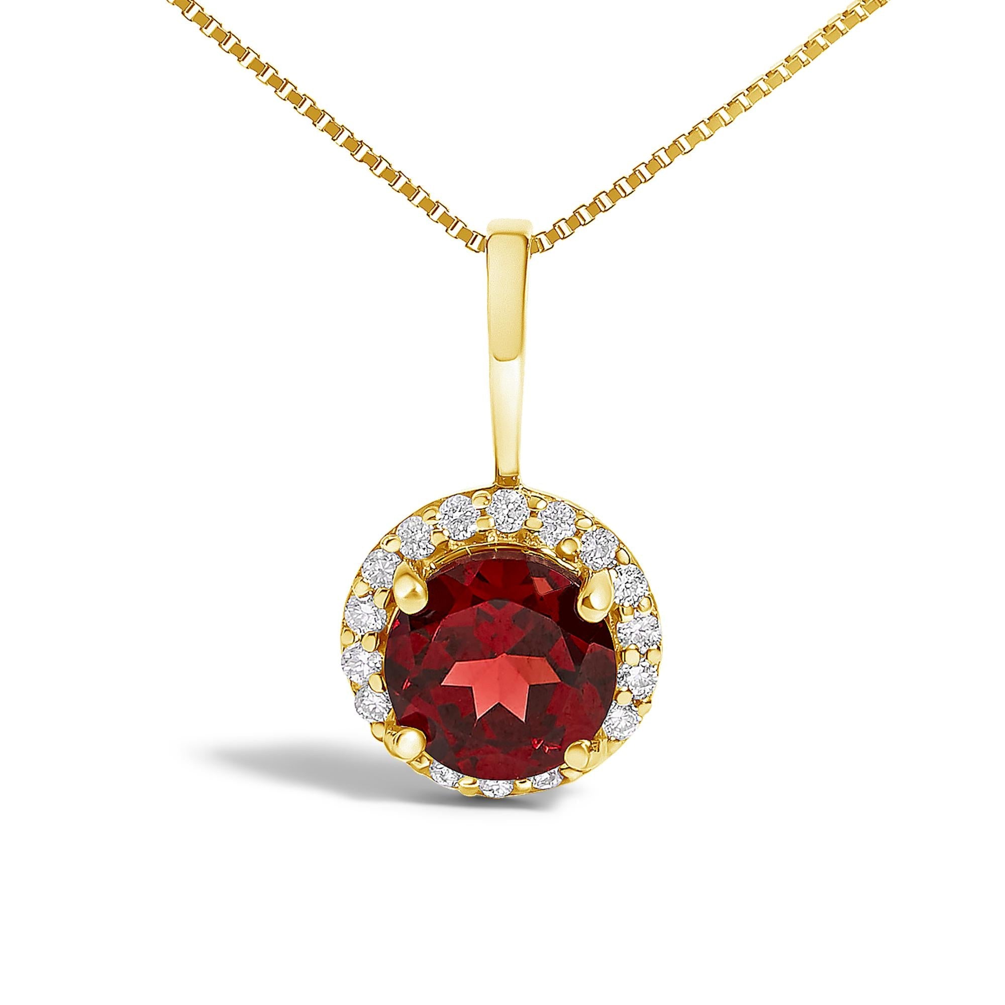 10K Gold Gemstone and 1/10 Cttw Diamond Accent Halo Pendant Necklace