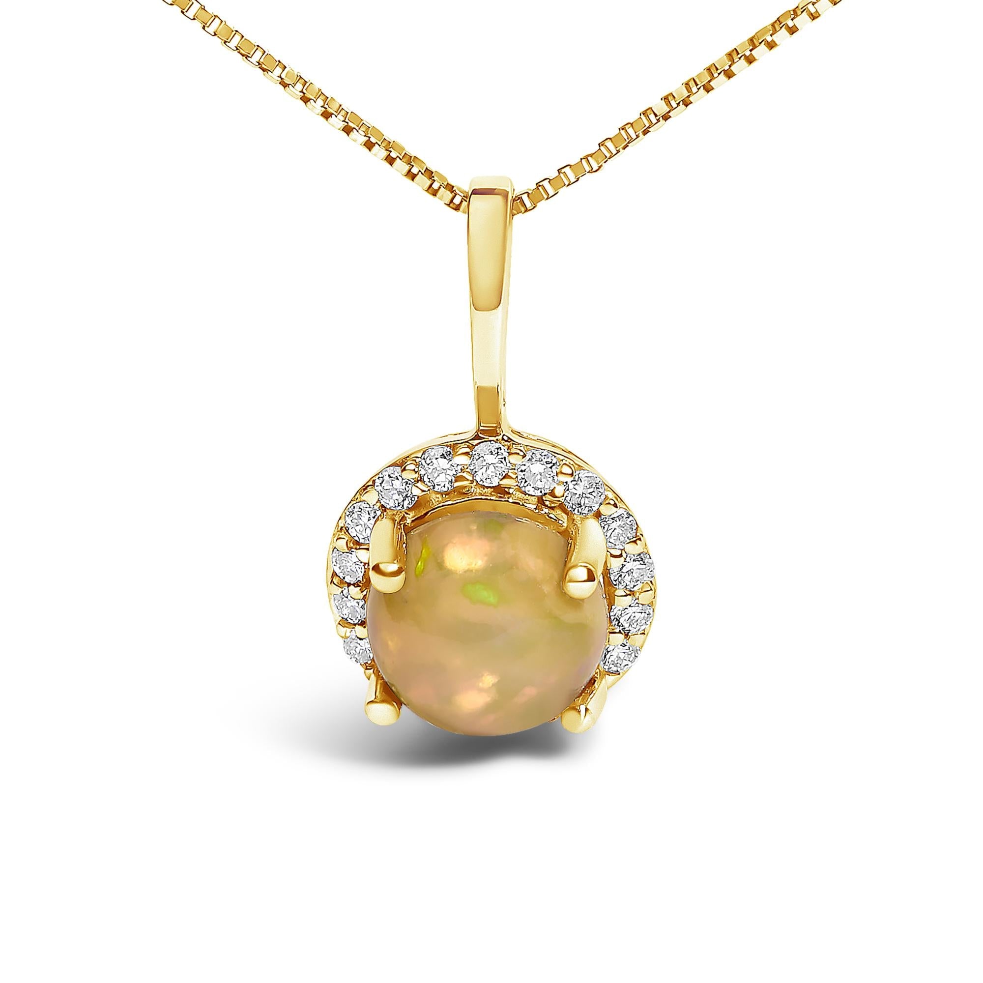 10K Gold Gemstone and 1/10 Cttw Diamond Accent Halo Pendant Necklace