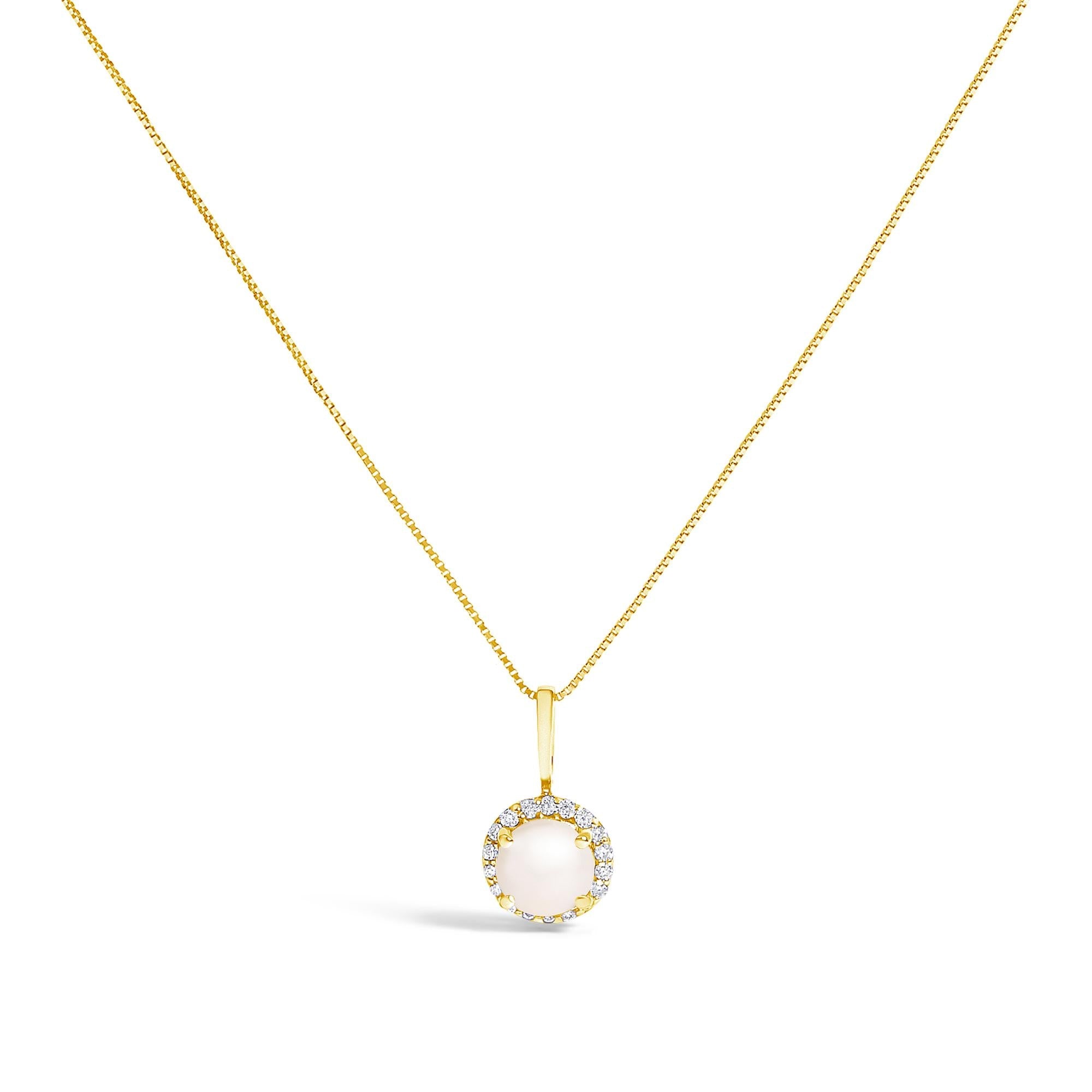 10K Gold Gemstone and 1/10 Cttw Diamond Accent Halo Pendant Necklace