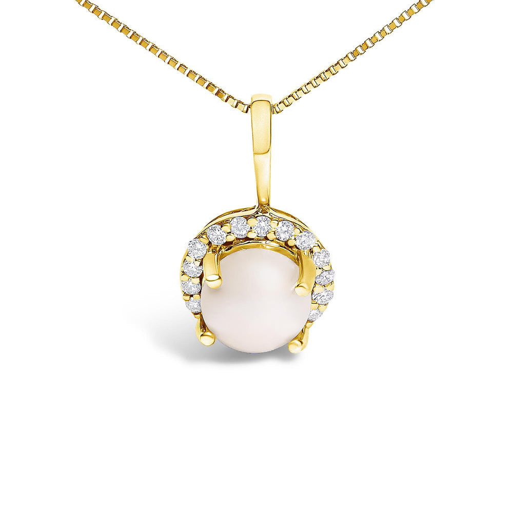 10K Gold Gemstone and 1/10 Cttw Diamond Accent Halo Pendant Necklace