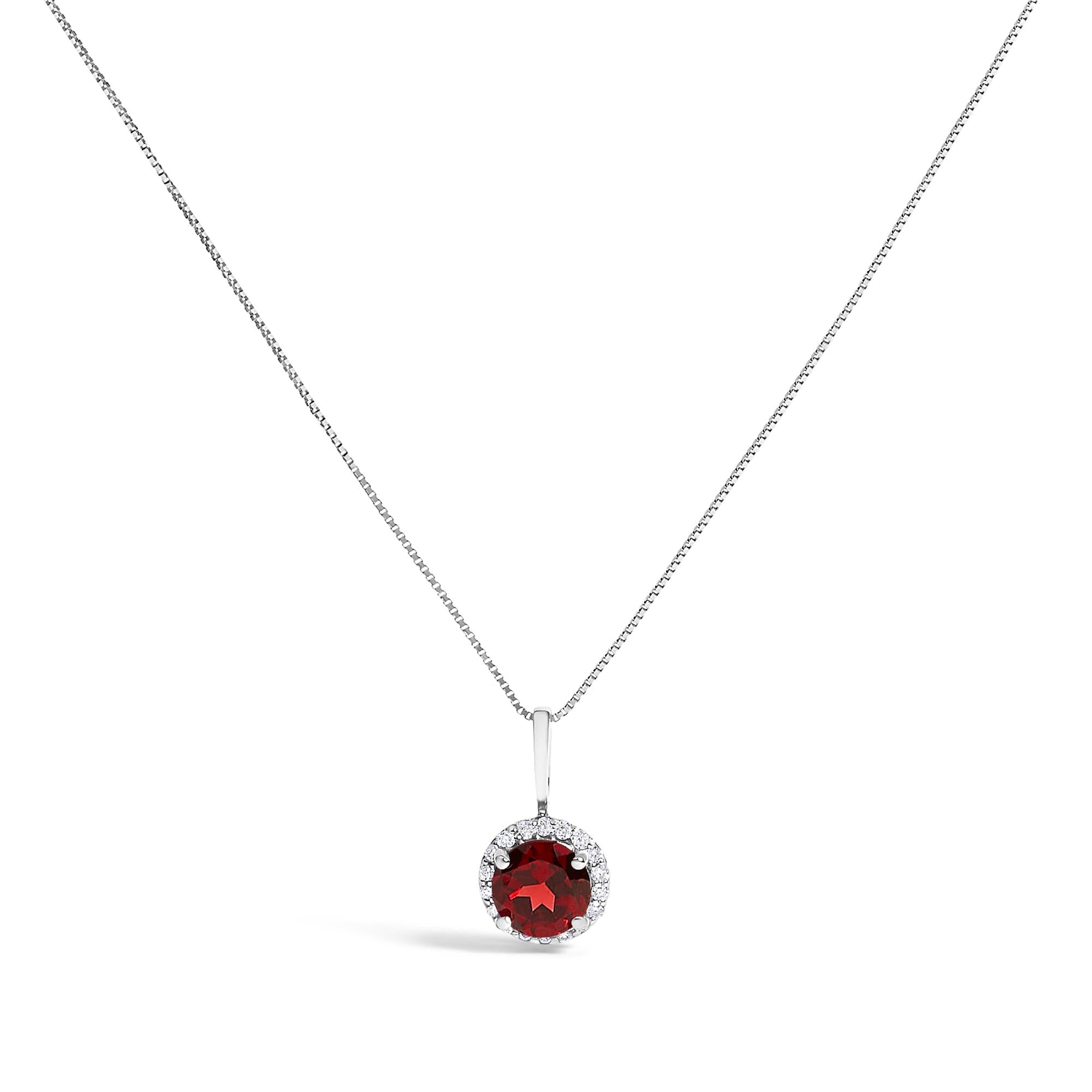 10K Gold Gemstone and 1/10 Cttw Diamond Accent Halo Pendant Necklace