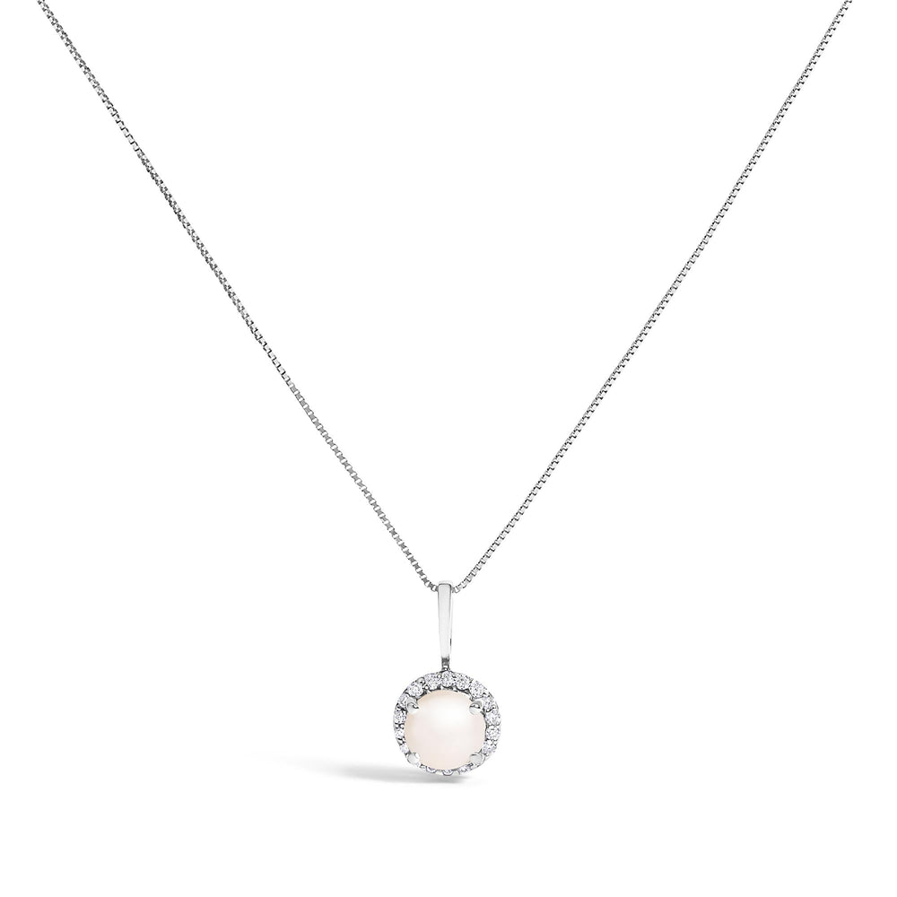 10K Gold Gemstone and 1/10 Cttw Diamond Accent Halo Pendant Necklace