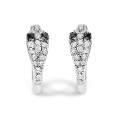 10K White Gold 1/5 Cttw Diamond Snake Eyes Huggy Hoop Earrings