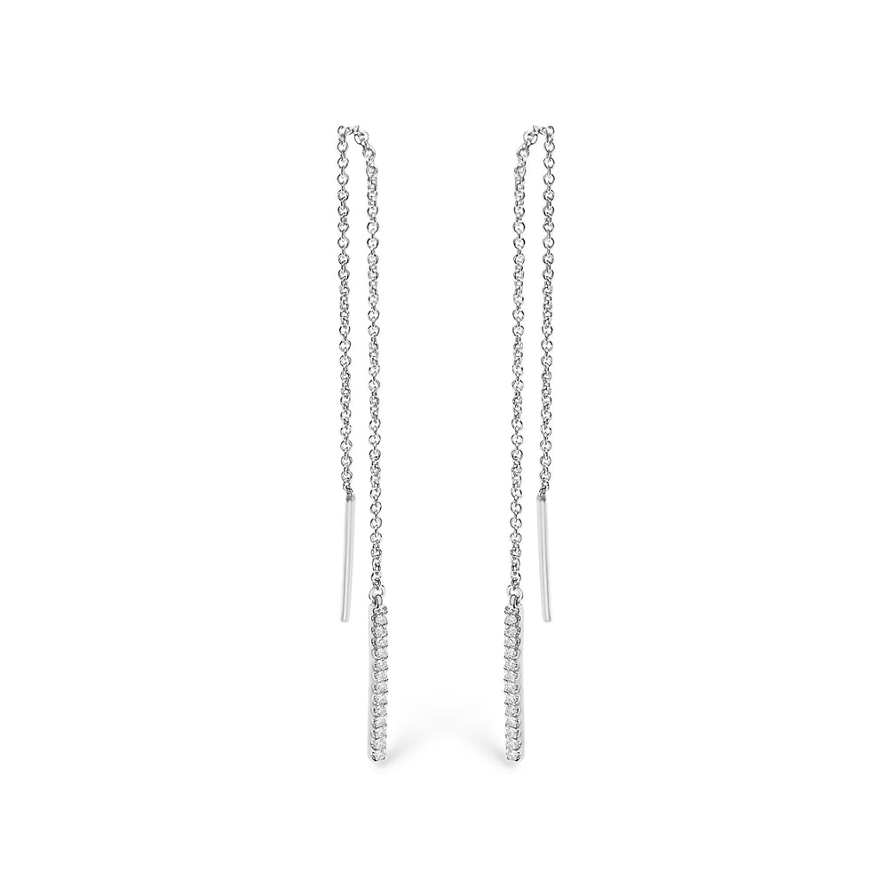 10K White Gold 1/10 Cttw Diamond Threader Earrings