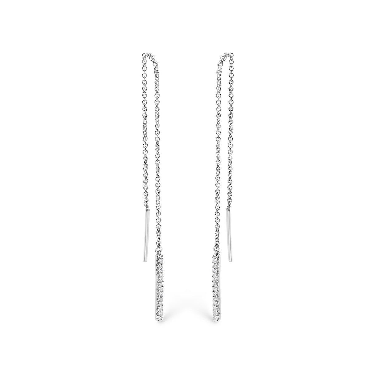 10K White Gold 1/10 Cttw Diamond Threader Earrings