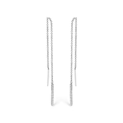 10K White Gold 1/10 Cttw Diamond Threader Earrings