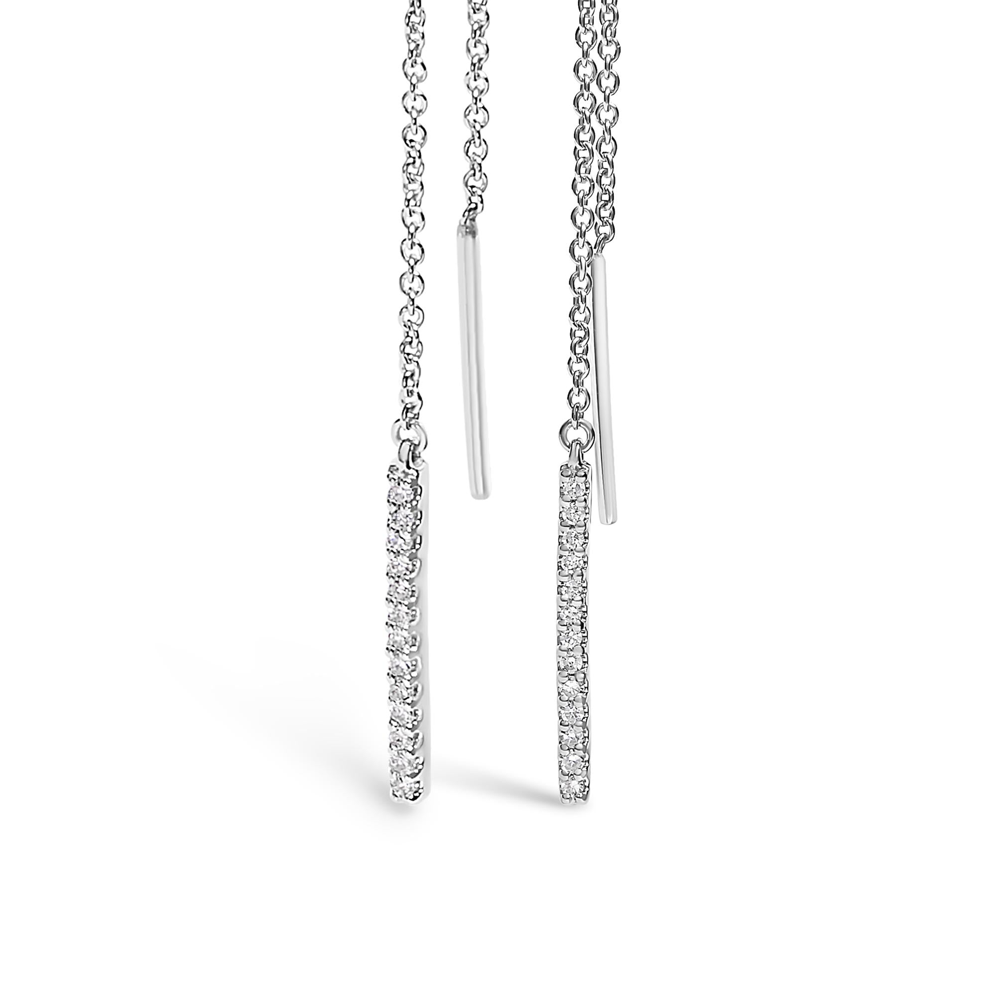 10K White Gold 1/10 Cttw Diamond Threader Earrings