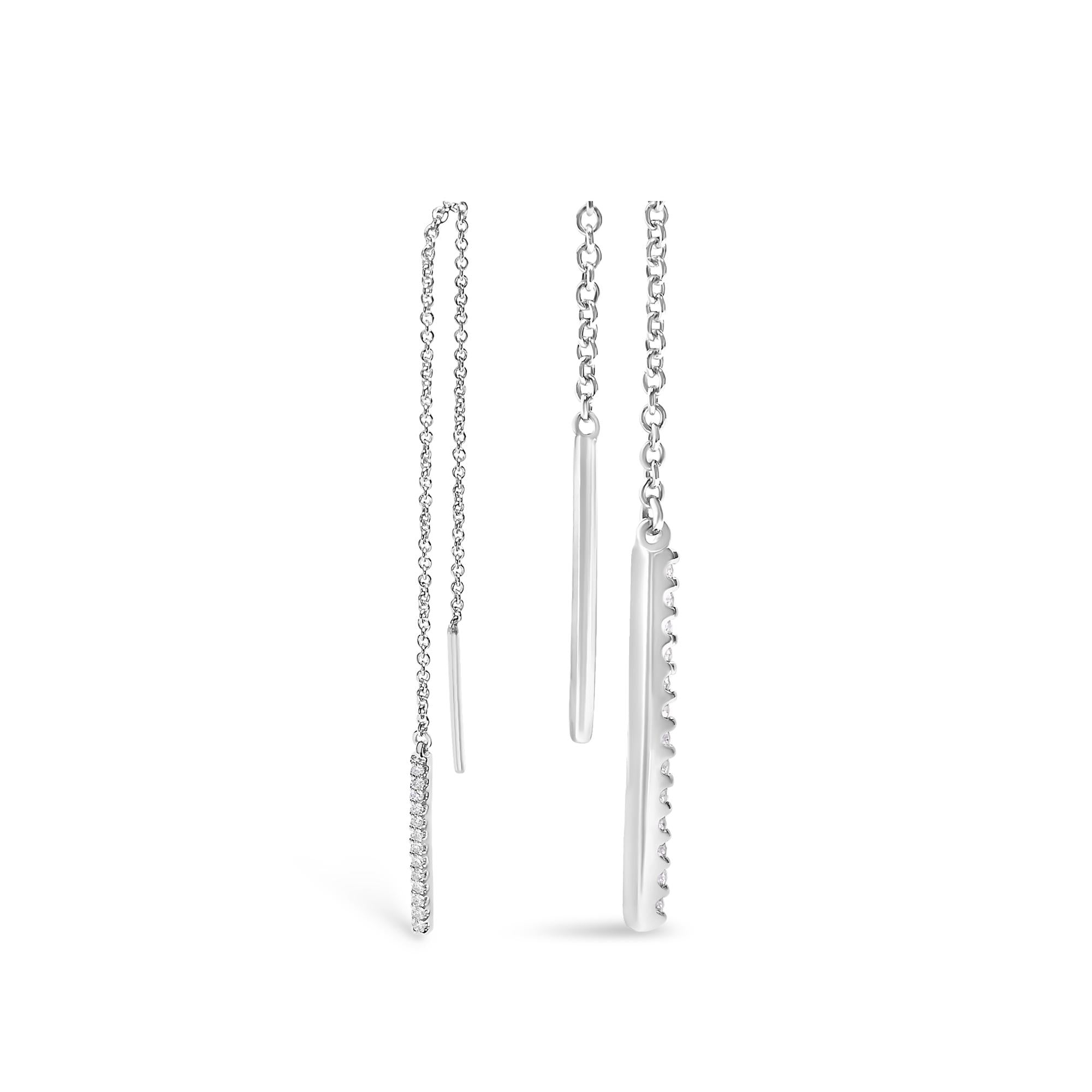 10K White Gold 1/10 Cttw Diamond Threader Earrings