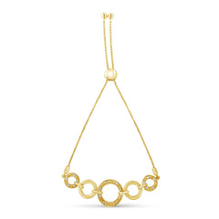 14K Yellow Gold Plated .925 Sterling Silver 1/10 Cttw Diamond Infinity Loop Adjustable Bolo Tennis Bracelet