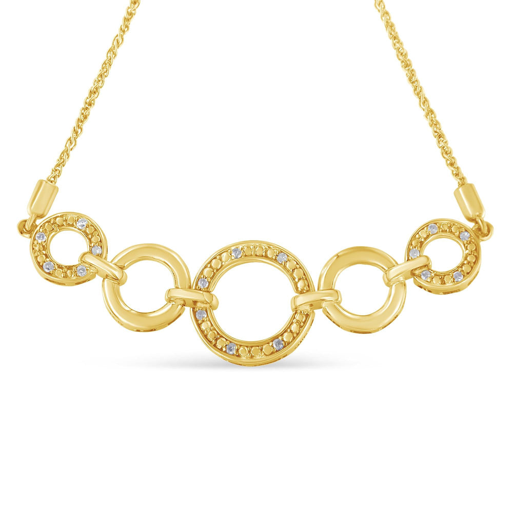 10K Yellow Gold over .925 Sterling Silver Diamond Accented Graduated Infinity Open Circle 6”-9” Adjustable Bolo Bracelet (H-I Color, I2-I3 Clarity)