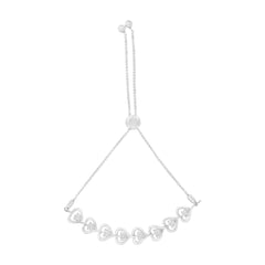Sterling Silver Diamond Woven Heart Bolo Bracelet (0.1 cttw, H-I Color, I2-I3 Clarity)