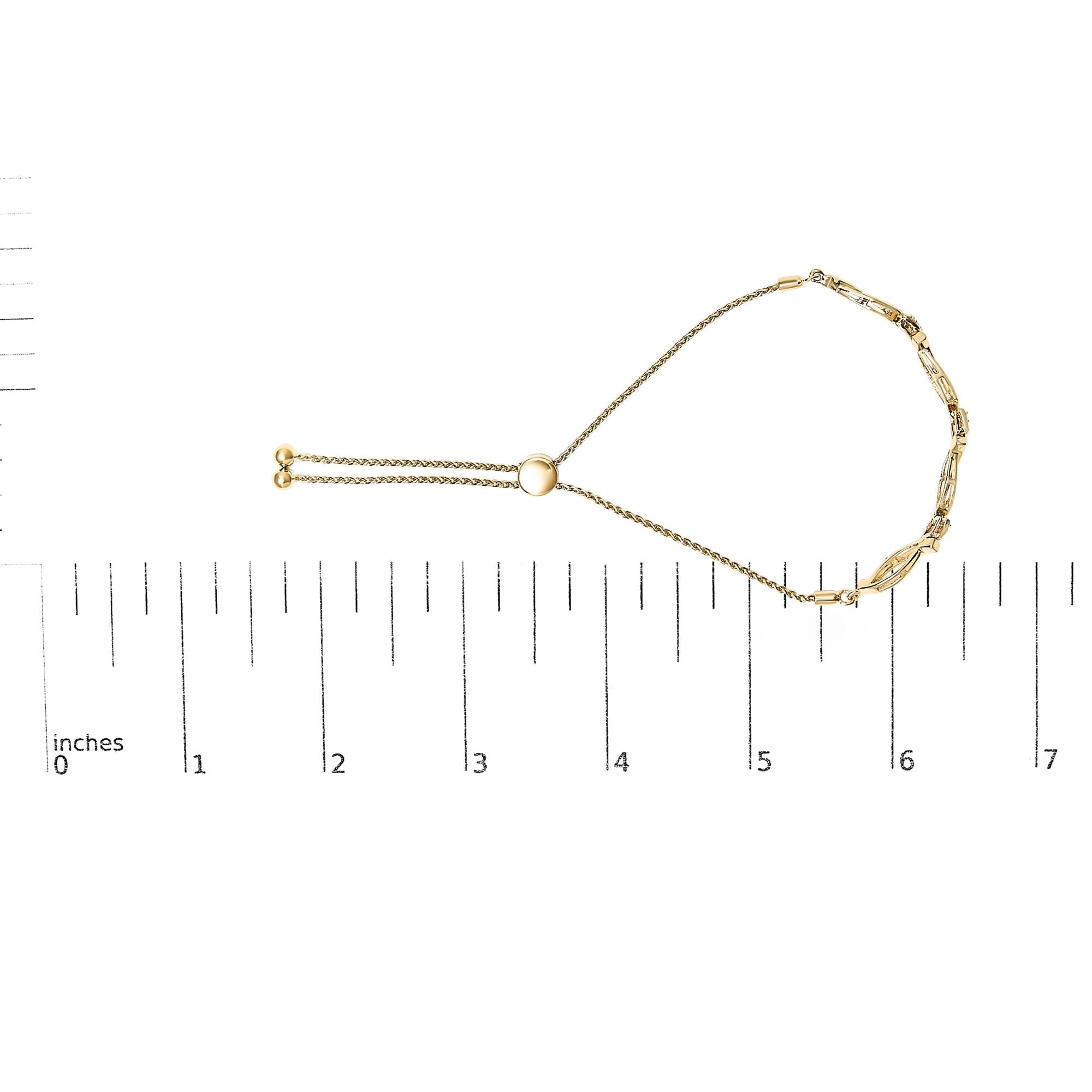 .925 Sterling Silver Diamond Accent Alternating Swirl link Bolo Bracelet (I-J Color, I2-I3 Clarity) - 6" to 9" Adjustable