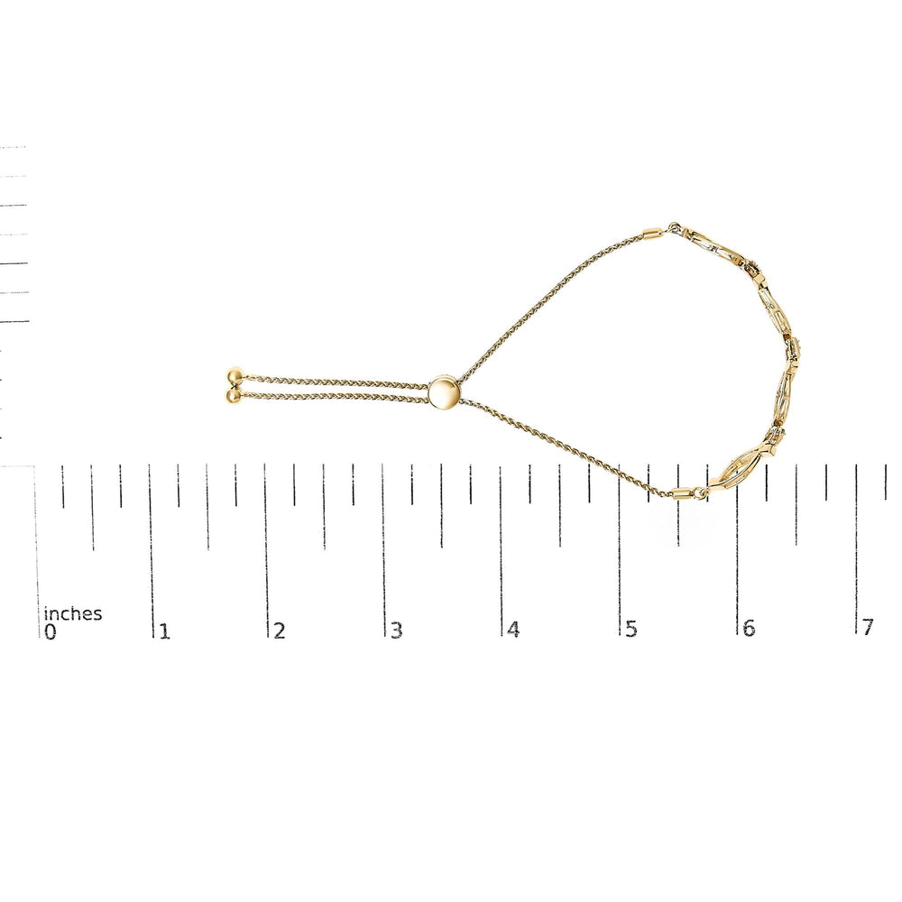 .925 Sterling Silver Diamond Accent Alternating Swirl link Bolo Bracelet (I-J Color, I2-I3 Clarity) - 6" to 9" Adjustable