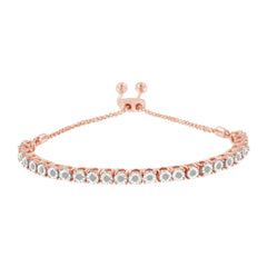 .925 Sterling Silver 1/4 Cttw Miracle-Set Diamond 4”-10” Adjustable Bolo Tennis Bracelet (I-J Color, I3 Clarity)