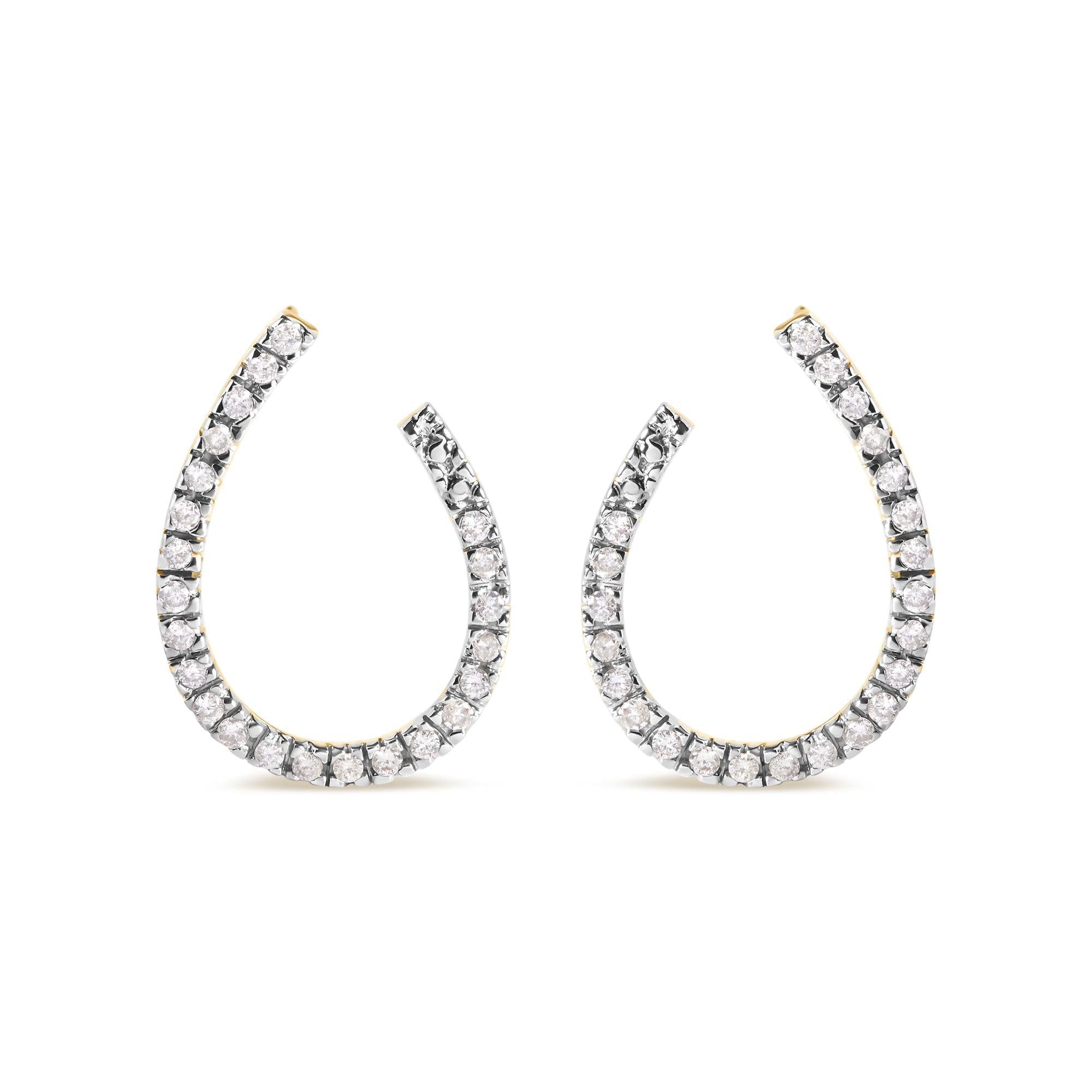 10K Yellow Gold 1/2 cttw Round-cut Diamond Hoop Earrings (H-I Color, I1-I2 Clarity)