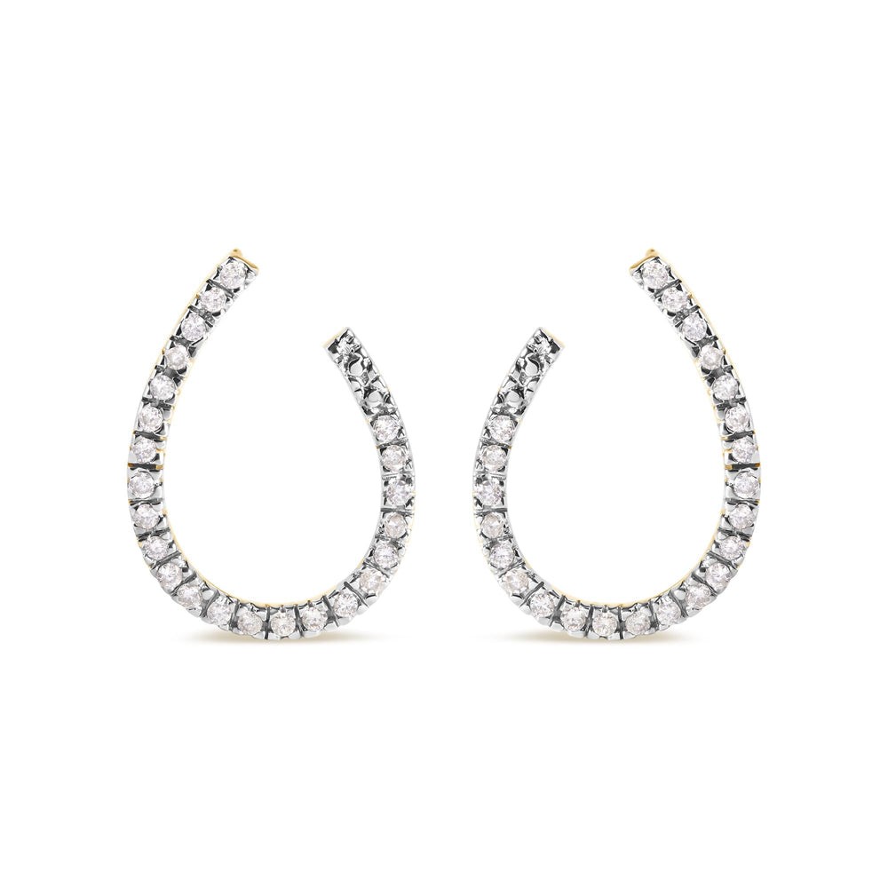 10K Yellow Gold 1/2 cttw Round-cut Diamond Hoop Earrings (H-I Color, I1-I2 Clarity)