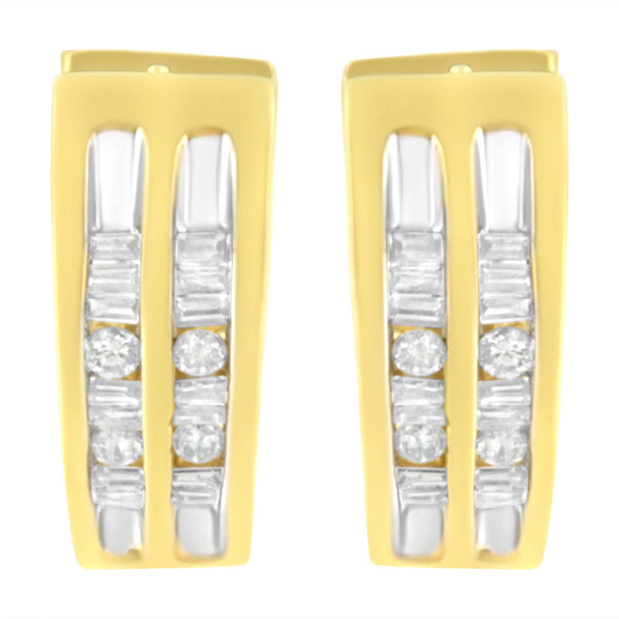 10K Yellow Gold 1/2 cttw Diamond Huggy Heart Hoop Earrings (I-J Clarity, I2-I3 Color)