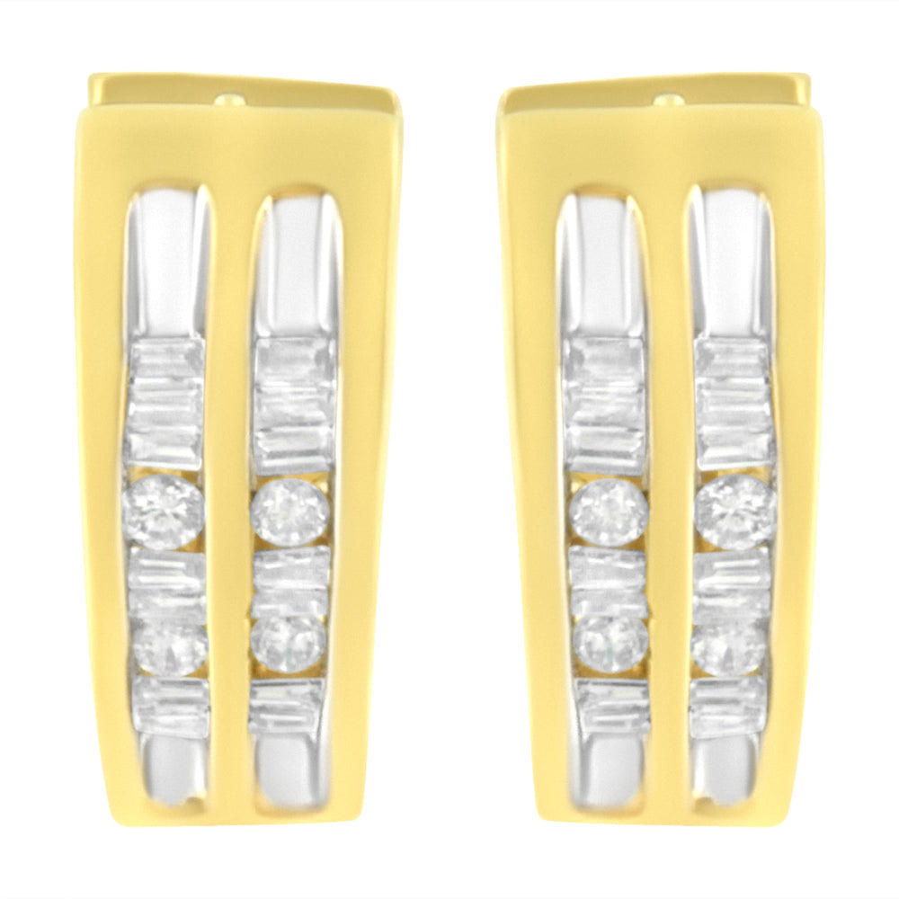 10K Yellow Gold 1/2 cttw Diamond Huggy Heart Hoop Earrings (I-J Clarity, I2-I3 Color)