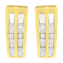 10K Yellow Gold 1/2 cttw Diamond Huggy Heart Hoop Earrings (I-J Clarity, I2-I3 Color)