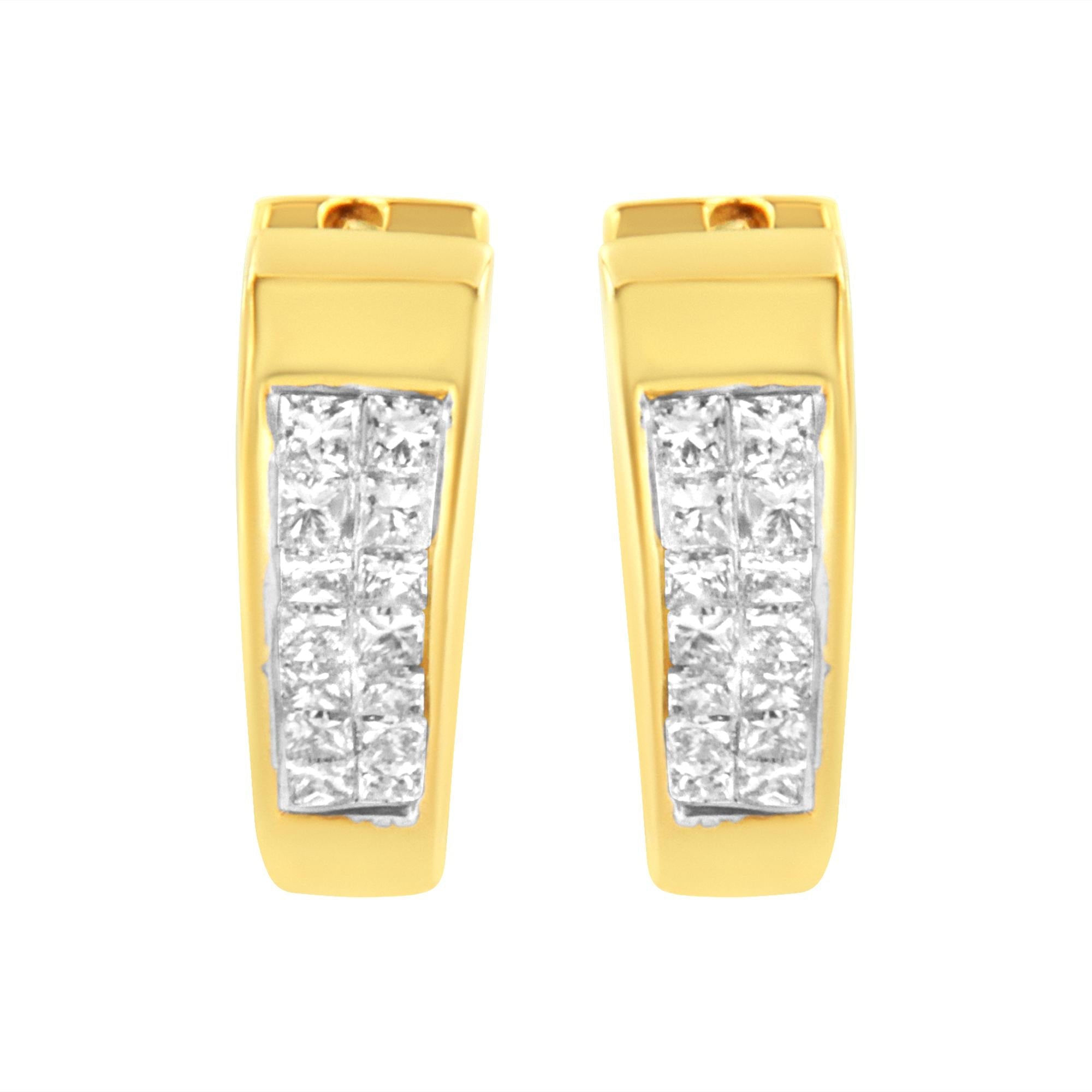 14K Yellow Gold Diamond Huggy Earrings (1/2 cttw, H-I Color, SI2-I1 Clarity)