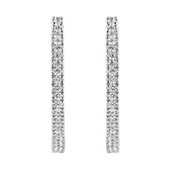 10KT White Gold 1 cttw Diamond Hoop Earrings (I-J Clarity, I2-I3 Color)
