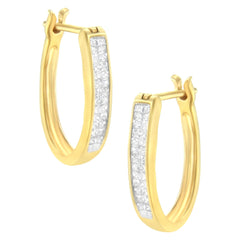 10K Yellow Gold 1/2 Cttw Invisible Set Princess-cut Diamond Hoop Earrings (H-I Color, SI2-I1 Clarity)