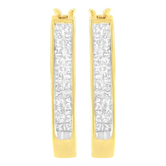 10K Yellow Gold 1/2 Cttw Invisible Set Princess-cut Diamond Hoop Earrings (H-I Color, SI2-I1 Clarity)