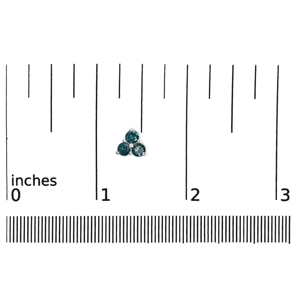 14KT White Gold Treated Blue Diamond Trio Stud Earrings (1 1/3 cttw, Blue)