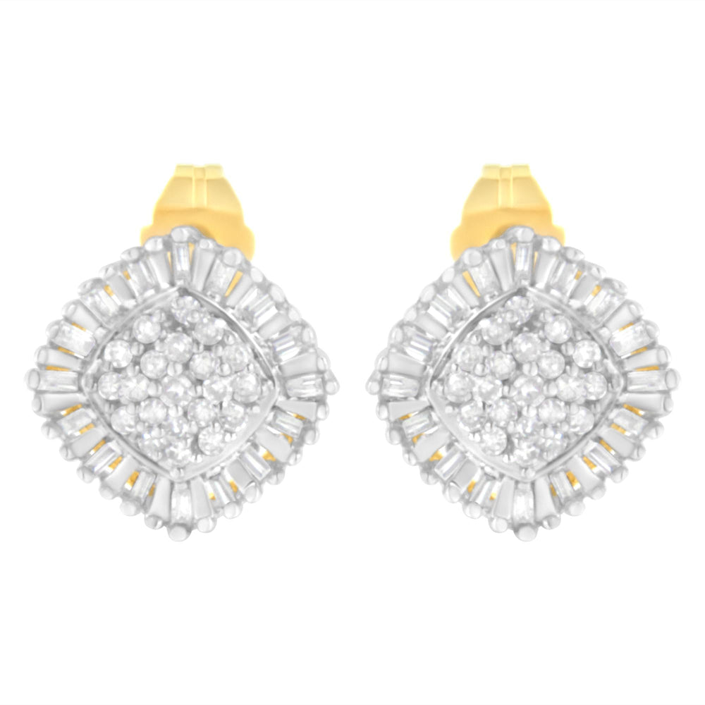 10K Yellow Gold 1/2 cttw Diamond Cluster Cocktail Stud Earrings (I-J, I1-I2)