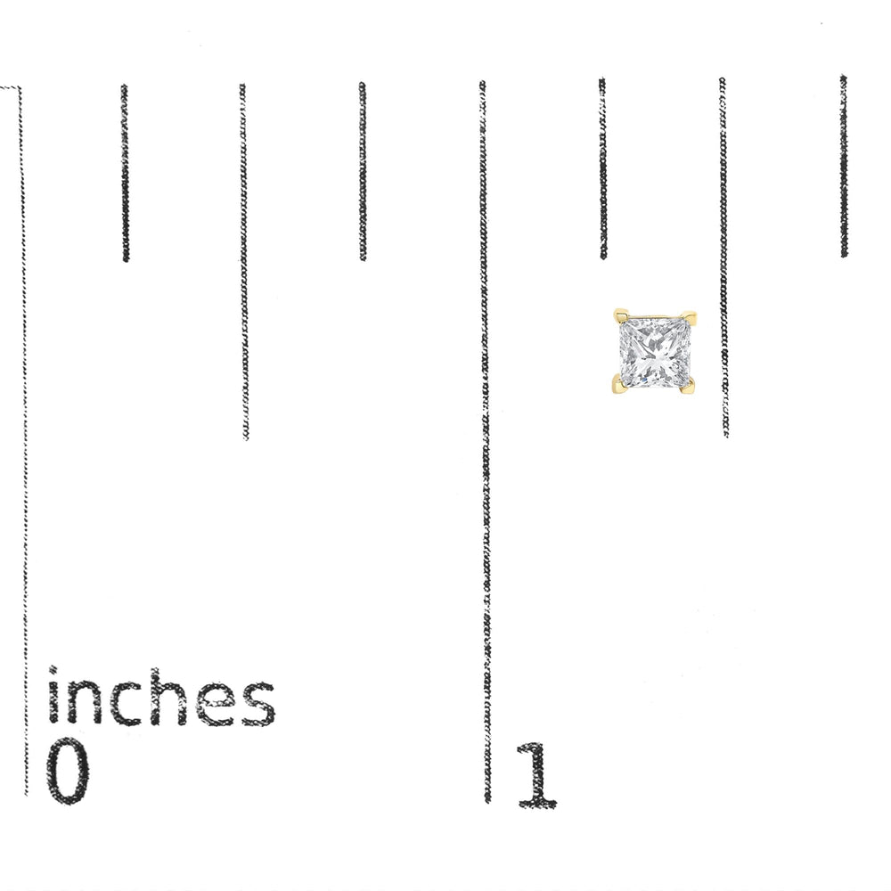 AGS Certified Princess-Cut Square Diamond 4-Prong Solitaire Stud Earrings in 14K Gold (N-O Color, SI2-I1 Clarity)