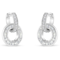 14k White Gold Round and Baguette Cut Diamond Earrings (1 cttw, G-H Color, SI1-SI2 Clarity)