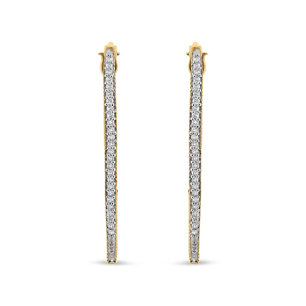 10K Yellow Gold 1/2 Cttw Prong Set Round-Cut Diamond Modern Hoop Earrings (I-J Color, SI1-SI2 Clarity)