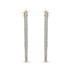 10K Yellow Gold 1/2 Cttw Prong Set Round-Cut Diamond Modern Hoop Earrings (I-J Color, SI1-SI2 Clarity)