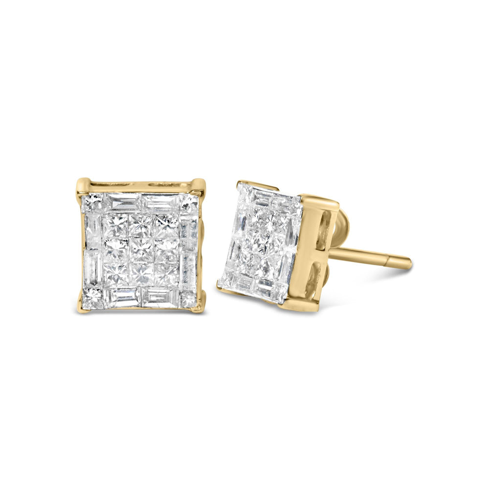 10KT Yellow Gold Diamond Stud Earrings (1 cttw, I-J Color, SI2-I1 Clarity)